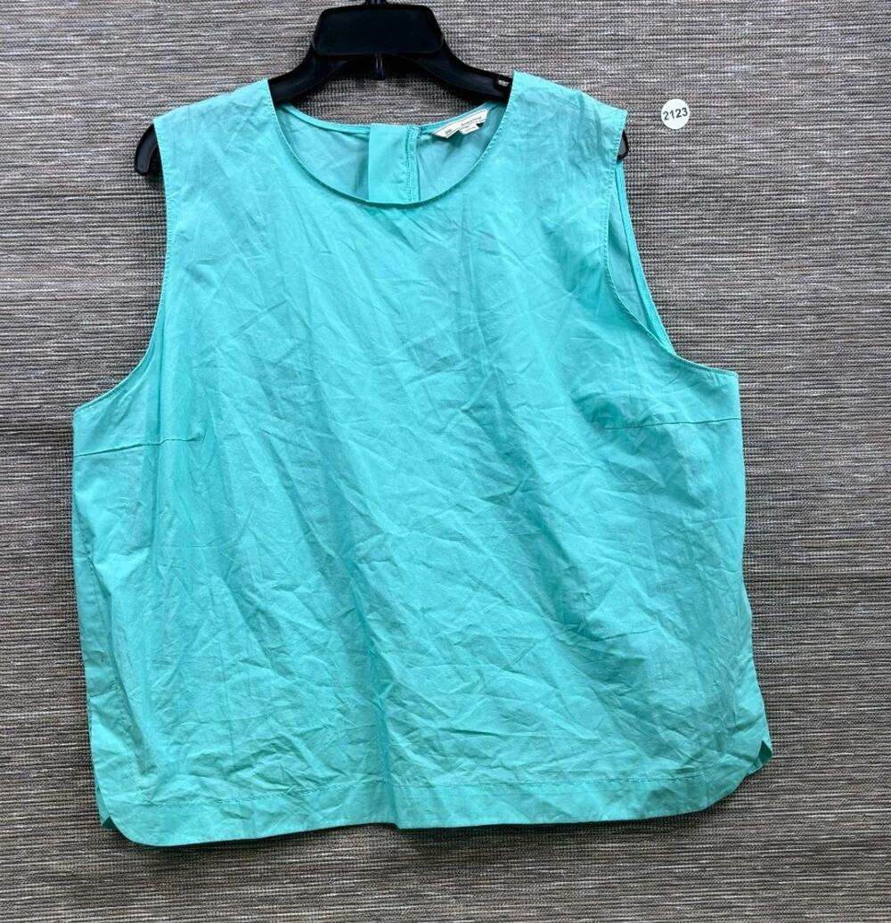 Gap Poplin Sleeveless Top Womens Size XXL Aqua Tide Side Vent Shell NEW
